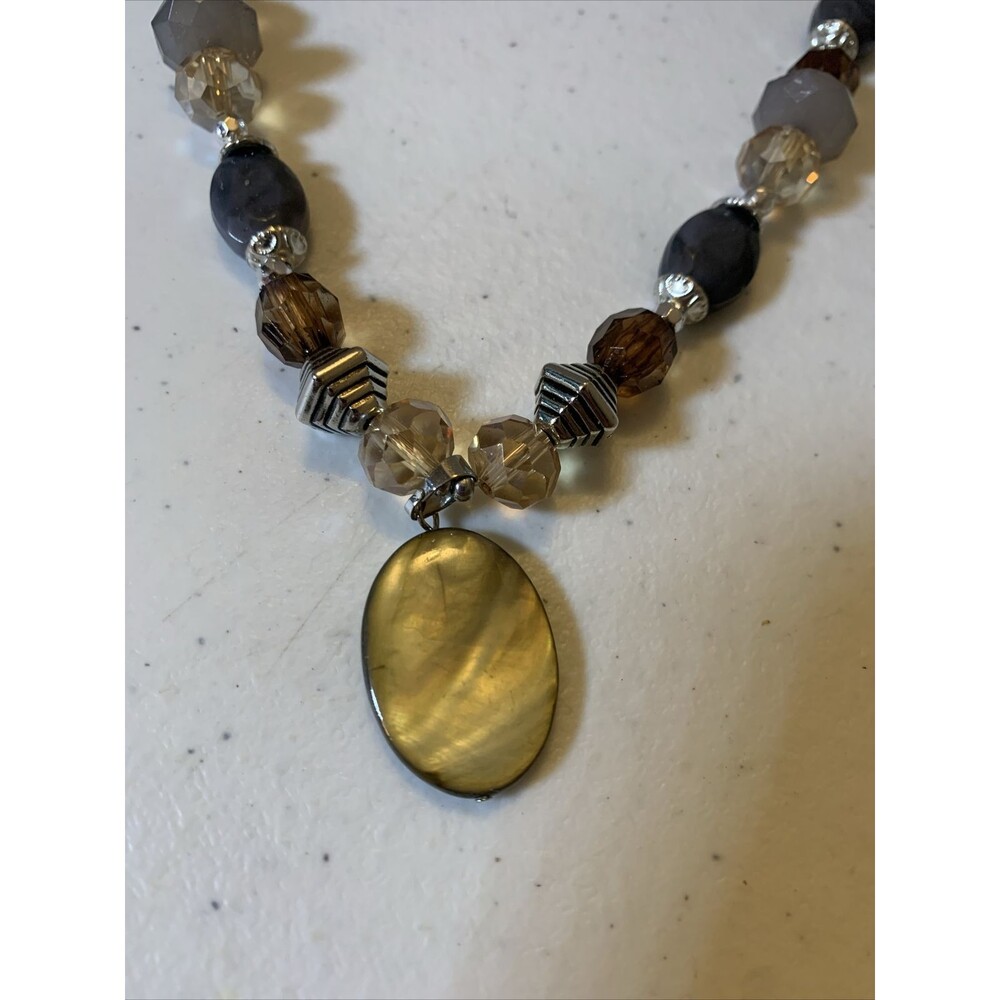 Mother Of Pearl Necklace Earrings Set Boho Good Fortune Prosperity Earthy Beads - Picture 11 of 11